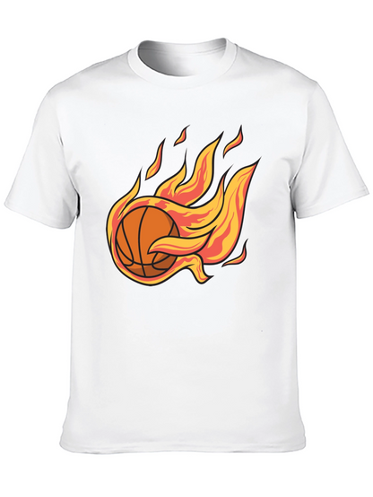 Flaming Basketball Graphic Tee - Cool Sports T-Shirt