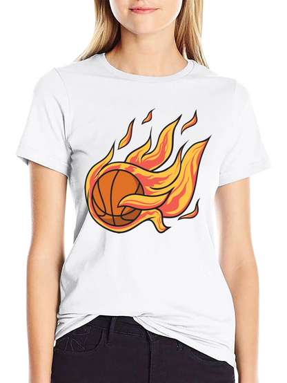 Flaming Basketball Graphic Tee - Cool Sports T-Shirt