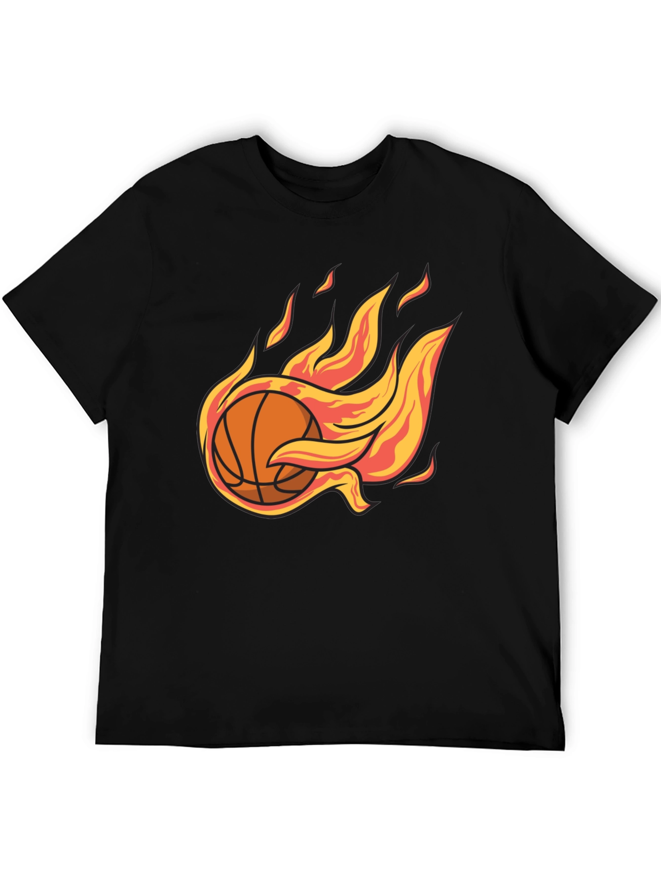 Flaming Basketball Graphic Tee - Cool Sports T-Shirt