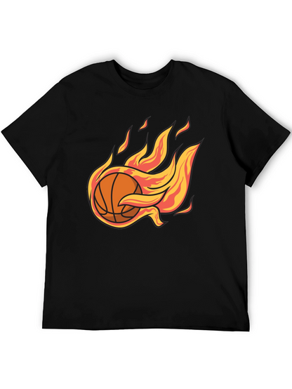Flaming Basketball Graphic Tee - Cool Sports T-Shirt