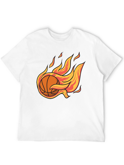 Flaming Basketball Graphic Tee - Cool Sports T-Shirt