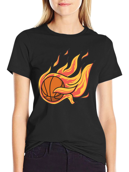 Flaming Basketball Graphic Tee - Cool Sports T-Shirt