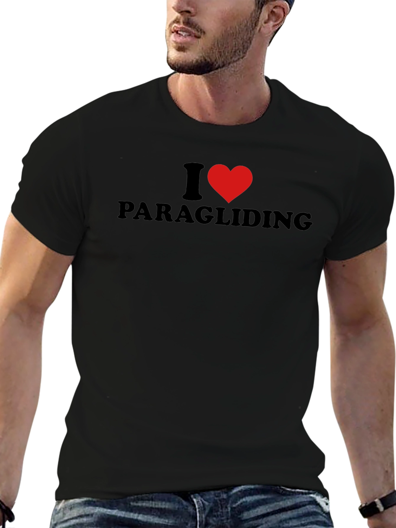 I Heart Paragliding Black T-Shirt