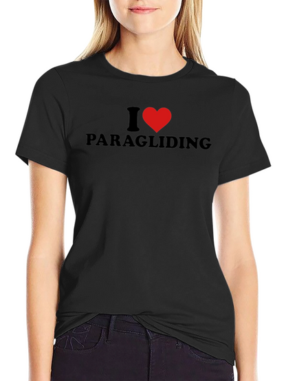 I Heart Paragliding Black T-Shirt