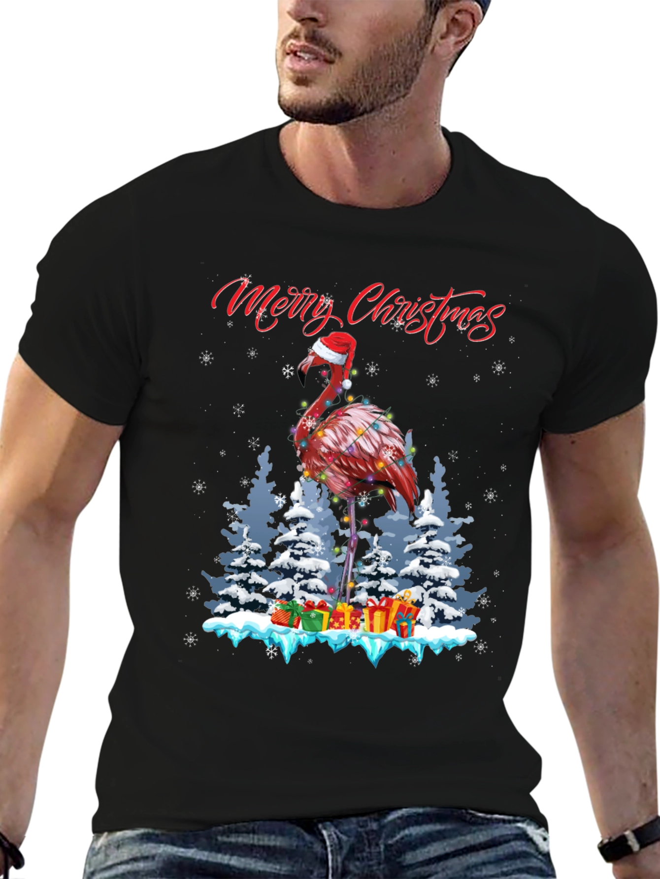 Festive Flamingo Christmas T-Shirt