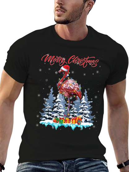 Festive Flamingo Christmas T-Shirt