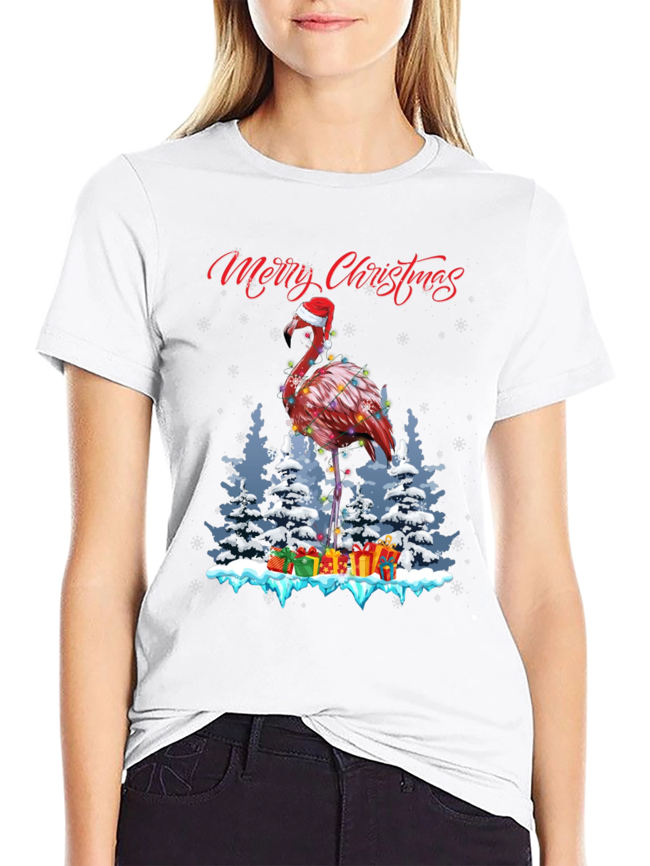 Festive Flamingo Christmas T-Shirt