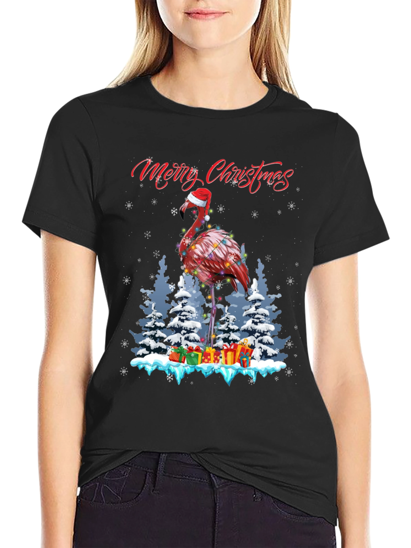 Festive Flamingo Christmas T-Shirt