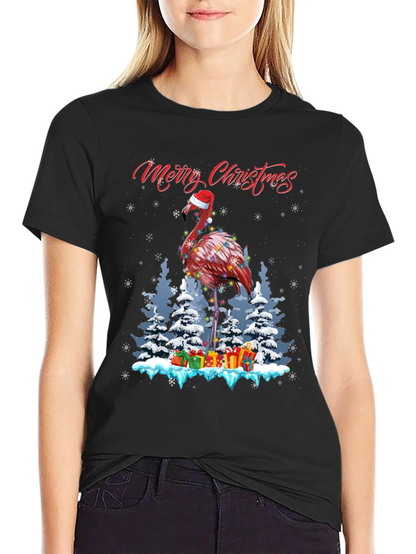 Festive Flamingo Christmas T-Shirt