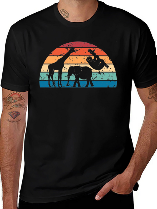 Retro Animal Sunset Graphic T-Shirt