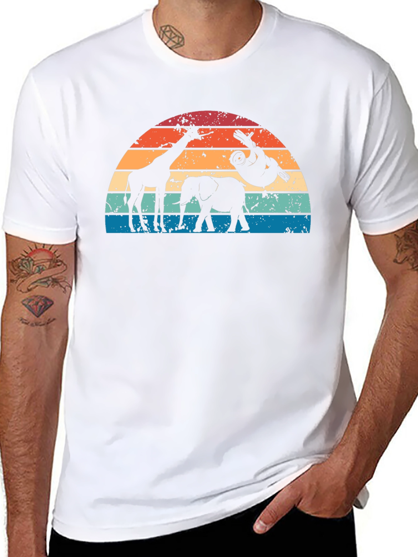 Retro Animal Sunset Graphic T-Shirt