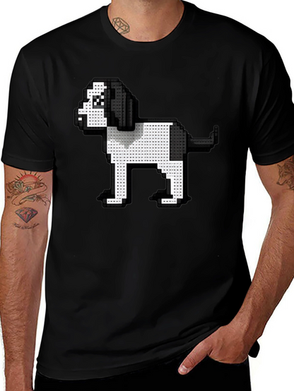 Pixel Dog Graphic Tee - Black Casual Shirt
