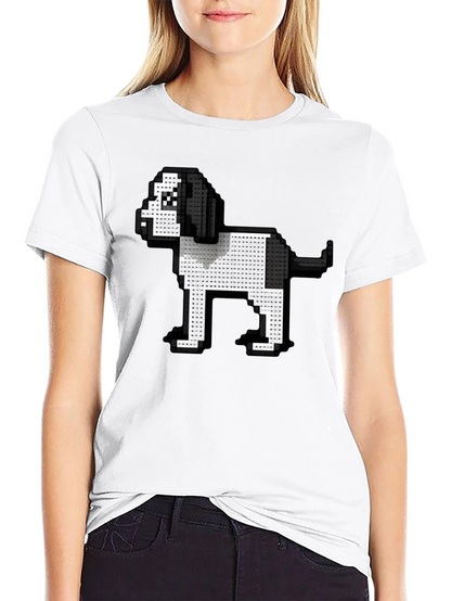 Pixel Dog Graphic Tee - Black Casual Shirt