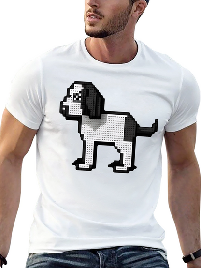 Pixel Dog Graphic Tee - Black Casual Shirt