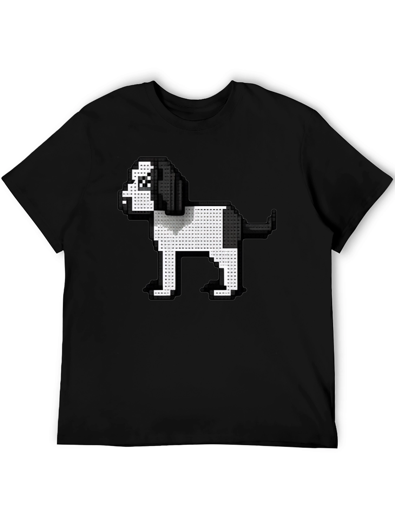 Pixel Dog Graphic Tee - Black Casual Shirt