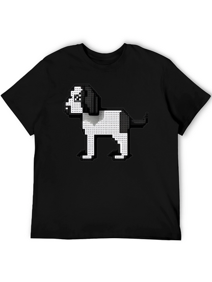 Pixel Dog Graphic Tee - Black Casual Shirt