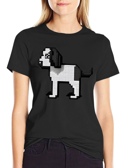 Pixel Dog Graphic Tee - Black Casual Shirt
