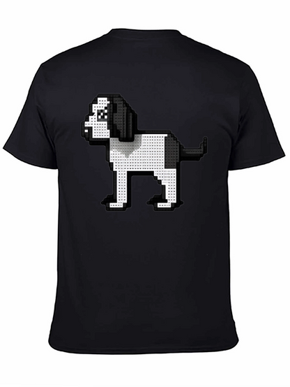 Pixel Dog Graphic Tee - Black Casual Shirt