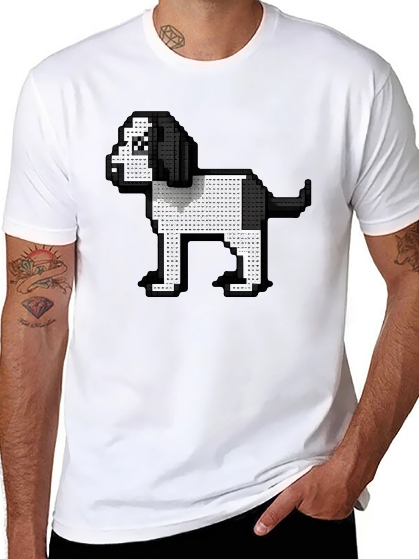 Pixel Dog Graphic Tee - Black Casual Shirt
