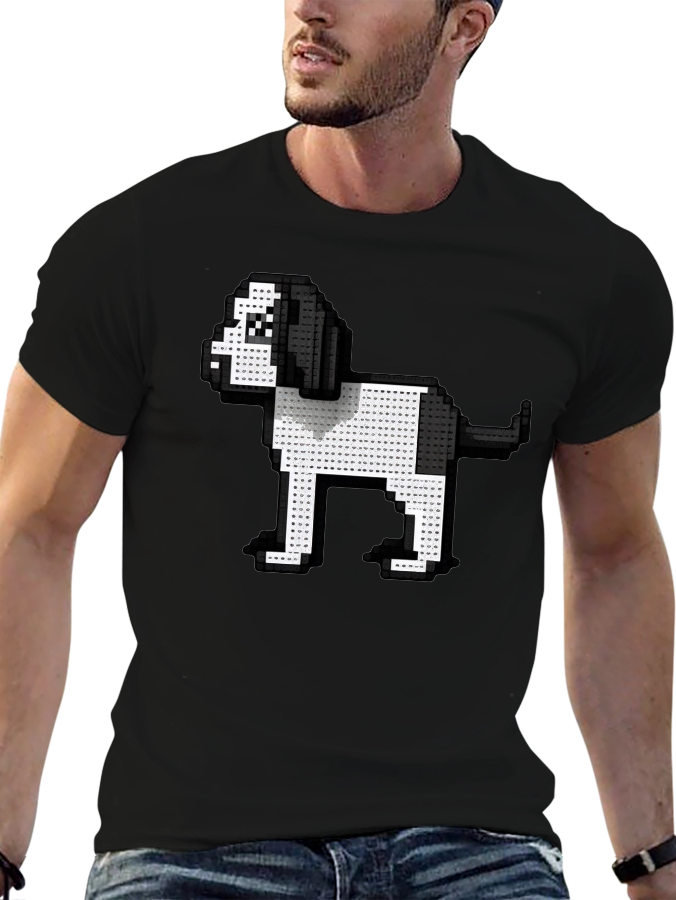 Pixel Dog Graphic Tee - Black Casual Shirt