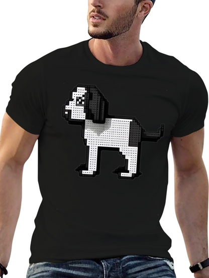 Pixel Dog Graphic Tee - Black Casual Shirt