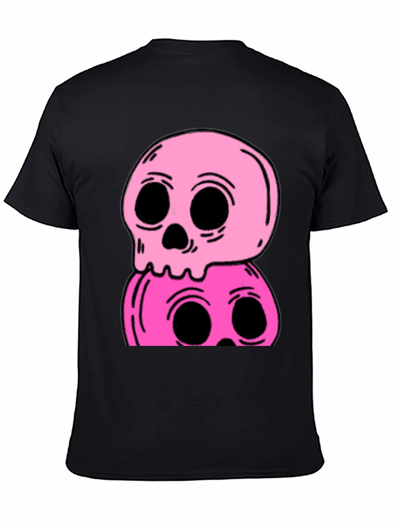 Stacked Skull Tee - Edgy Pink Graphic Print
