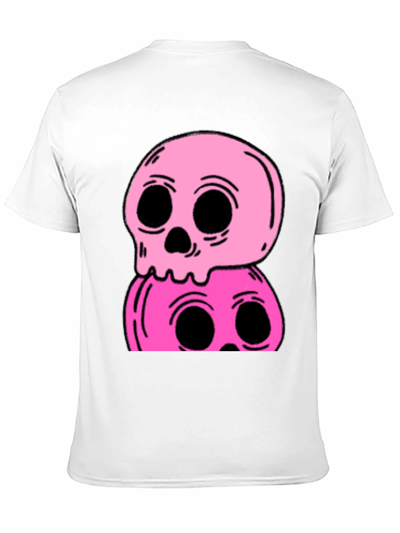 Stacked Skull Tee - Edgy Pink Graphic Print