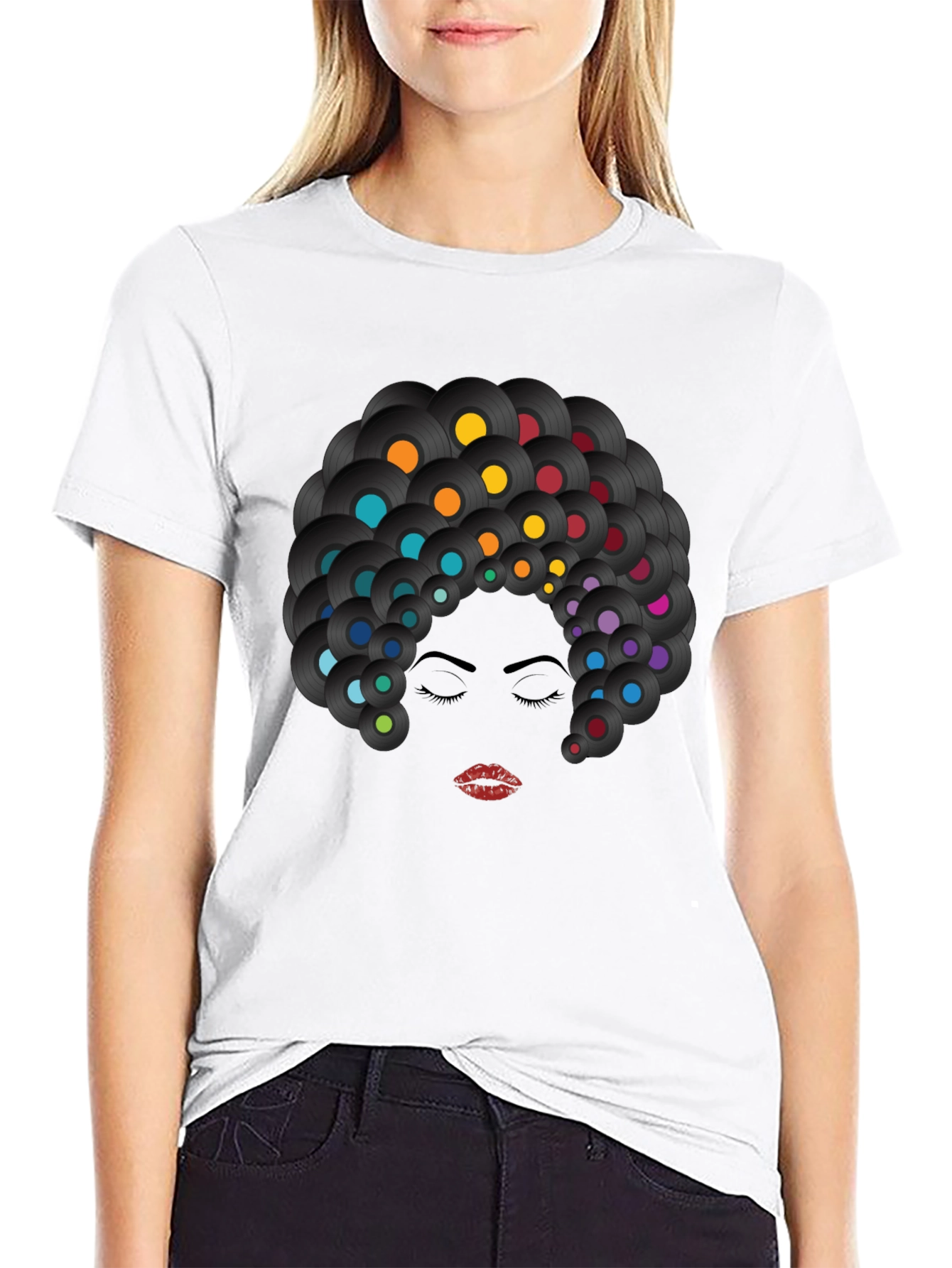 Retro Vinyl Record Afro Graphic T-Shirt