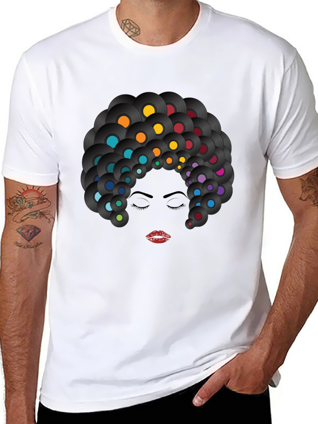 Retro Vinyl Record Afro Graphic T-Shirt
