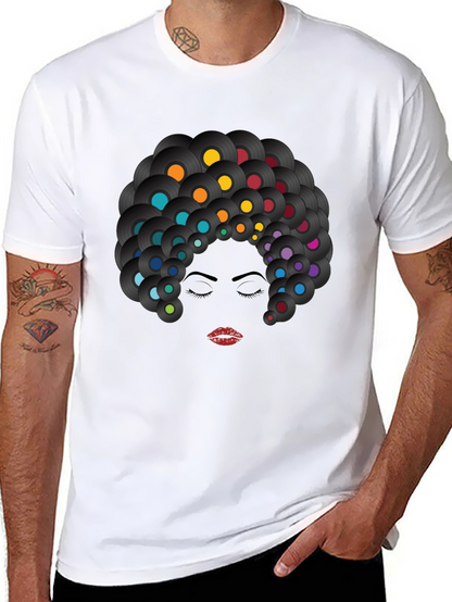 Retro Vinyl Record Afro Graphic T-Shirt