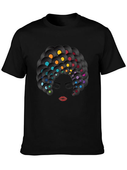 Retro Vinyl Record Afro Graphic T-Shirt
