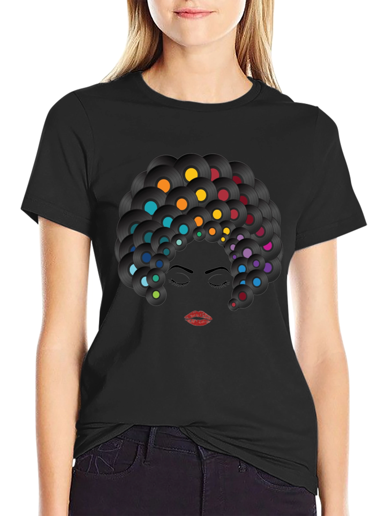 Retro Vinyl Record Afro Graphic T-Shirt