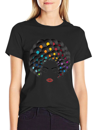 Retro Vinyl Record Afro Graphic T-Shirt