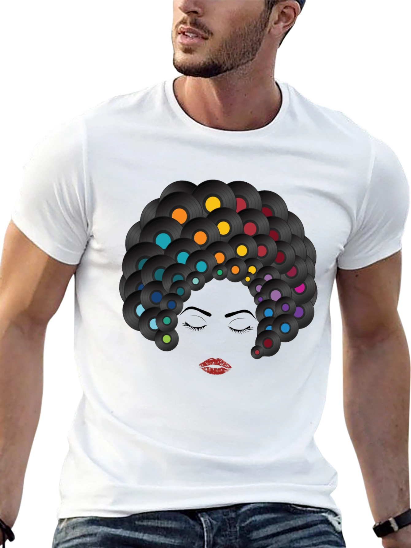 Retro Vinyl Record Afro Graphic T-Shirt