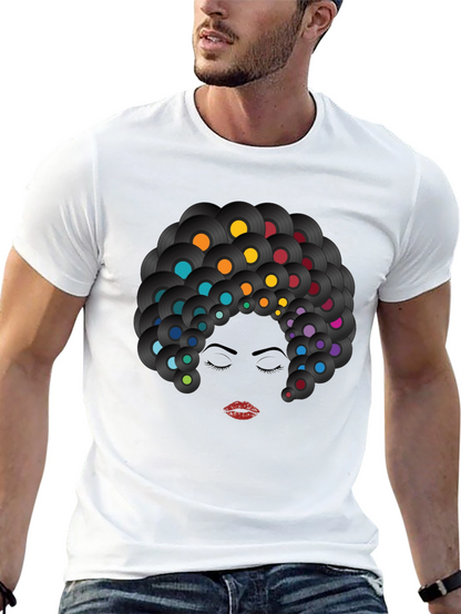 Retro Vinyl Record Afro Graphic T-Shirt