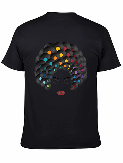 Retro Vinyl Record Afro Graphic T-Shirt