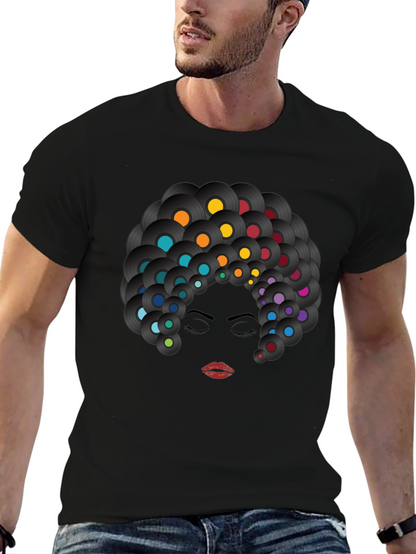 Retro Vinyl Record Afro Graphic T-Shirt