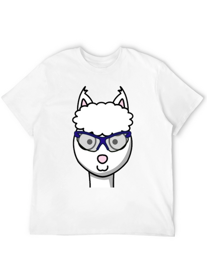 Alpaca with Glasses Graphic Tee - Funny Animal T-Shirt
