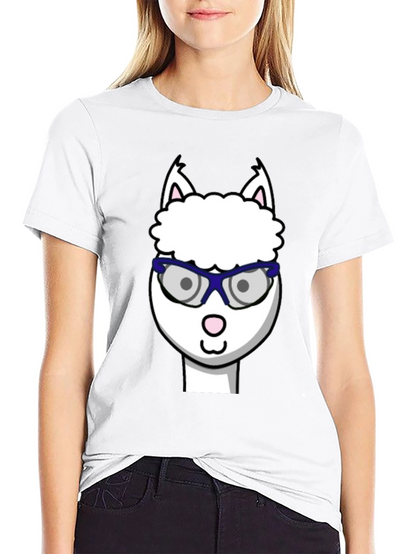 Alpaca with Glasses Graphic Tee - Funny Animal T-Shirt