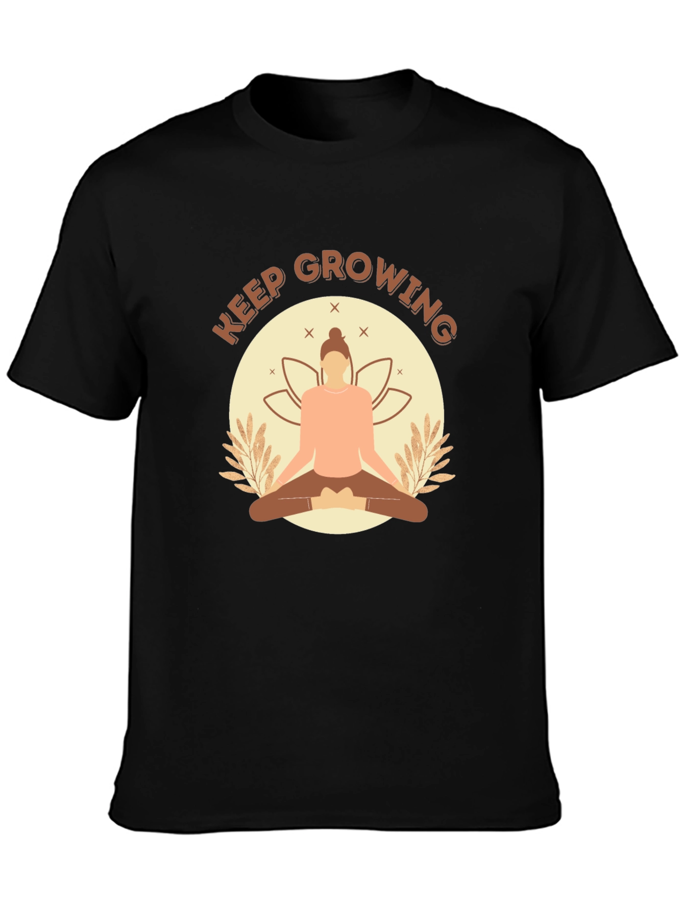 Keep Growing Yoga Black T-Shirt