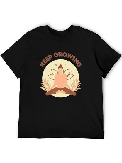 Keep Growing Yoga Black T-Shirt