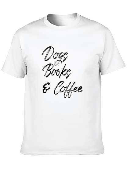 Dogs Books and Coffee Black Graphic T-Shirt