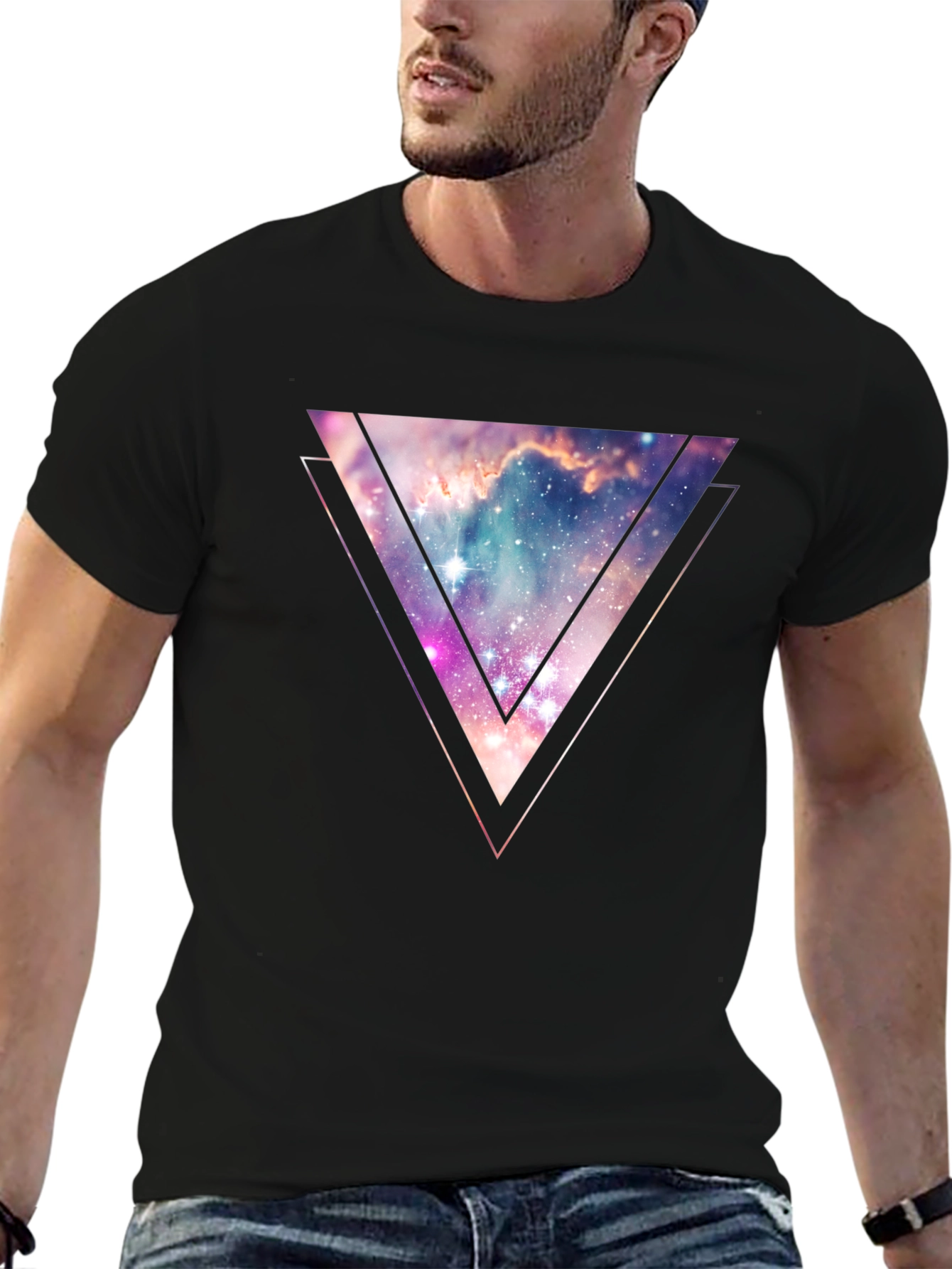 Nebula Triangle Graphic Tee - Galaxy Style