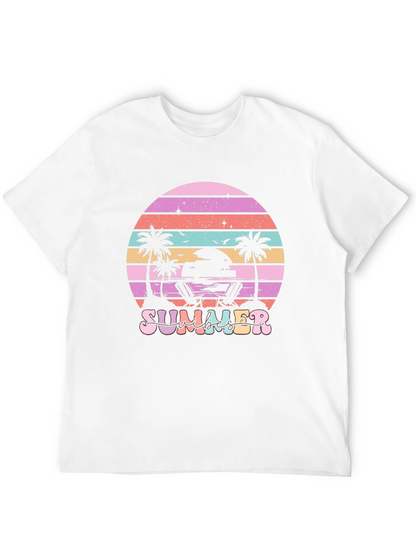 Summer Beach T-Shirt Sunset Palm Tree Vacation Tee
