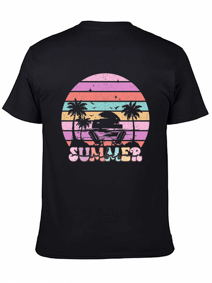 Summer Beach T-Shirt Sunset Palm Tree Vacation Tee