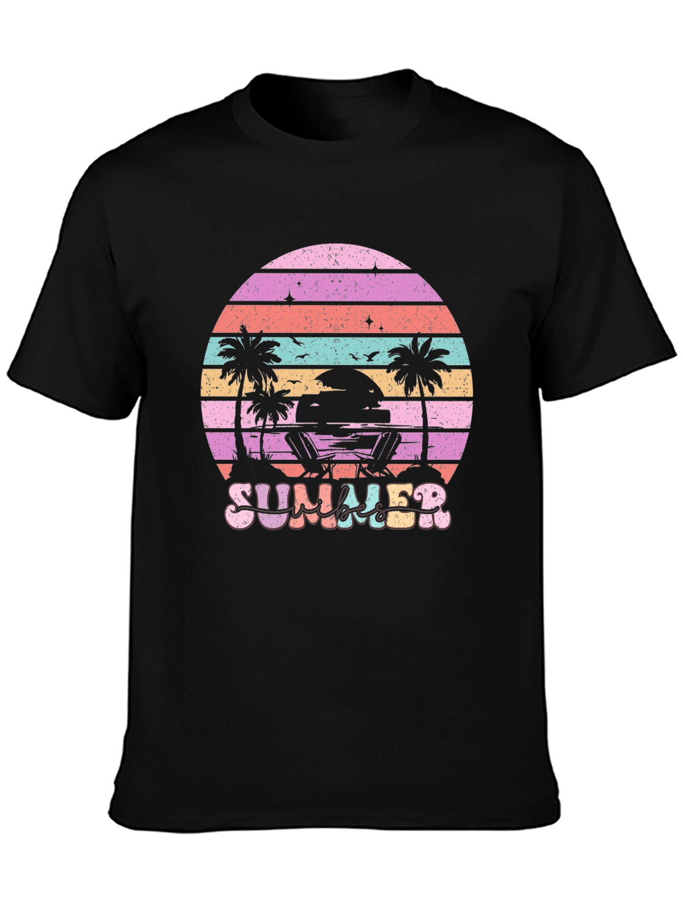 Summer Beach T-Shirt Sunset Palm Tree Vacation Tee