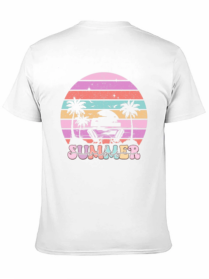 Summer Beach T-Shirt Sunset Palm Tree Vacation Tee