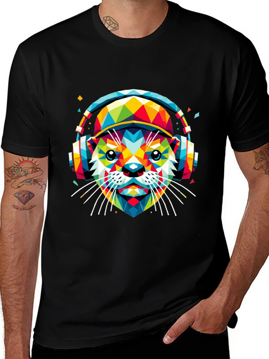 Vibrant Geometric Otter Graphic Tee