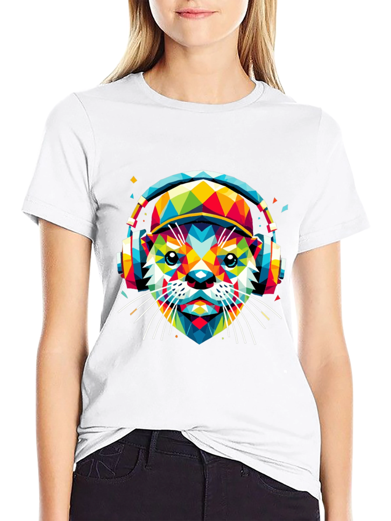 Vibrant Geometric Otter Graphic Tee