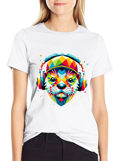 Vibrant Geometric Otter Graphic Tee